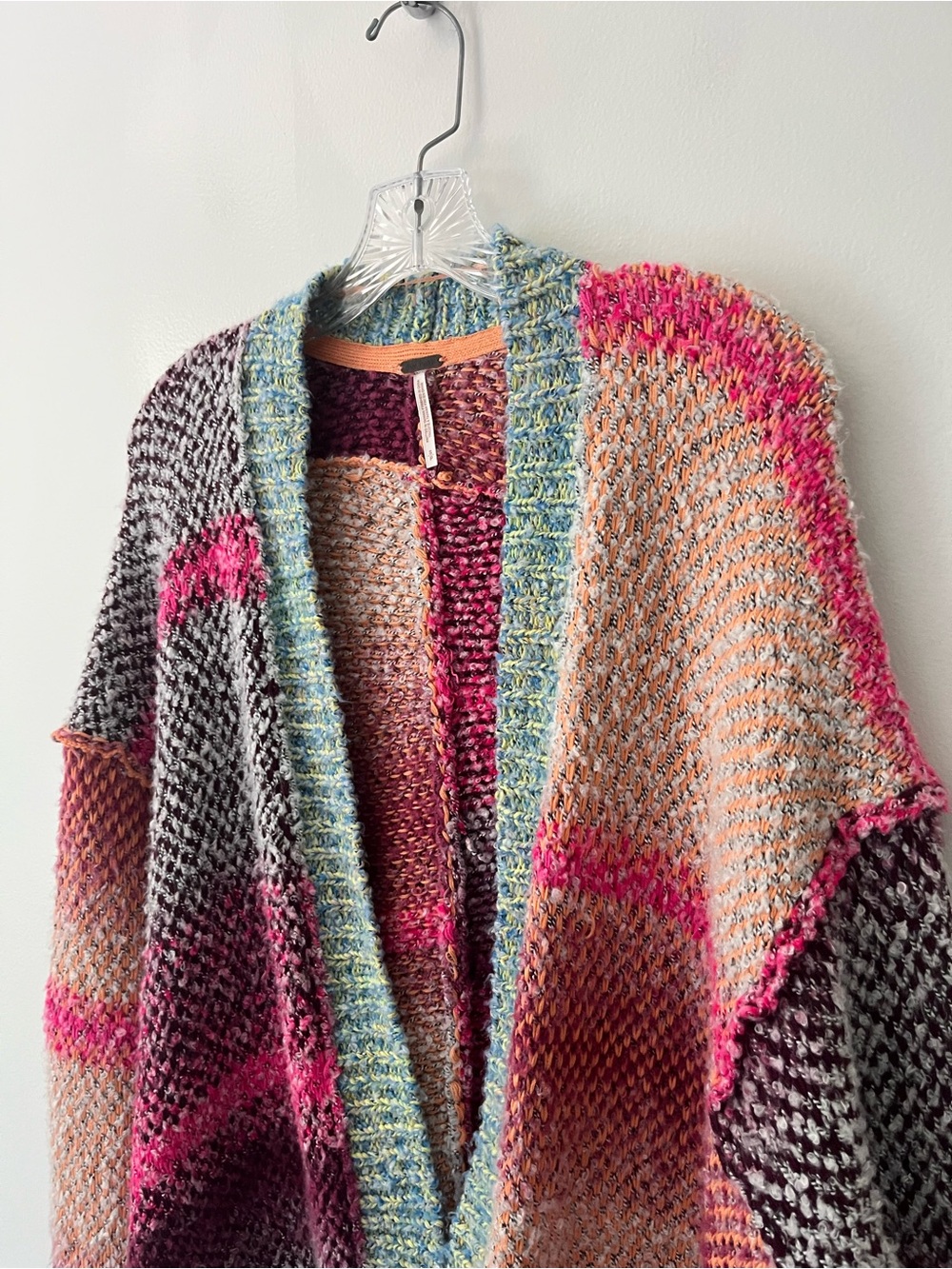 Free People Daydreamer Cardigan Sweater Oversized Rainbow Knit Hippie Boho Small - Picture 3 of 14